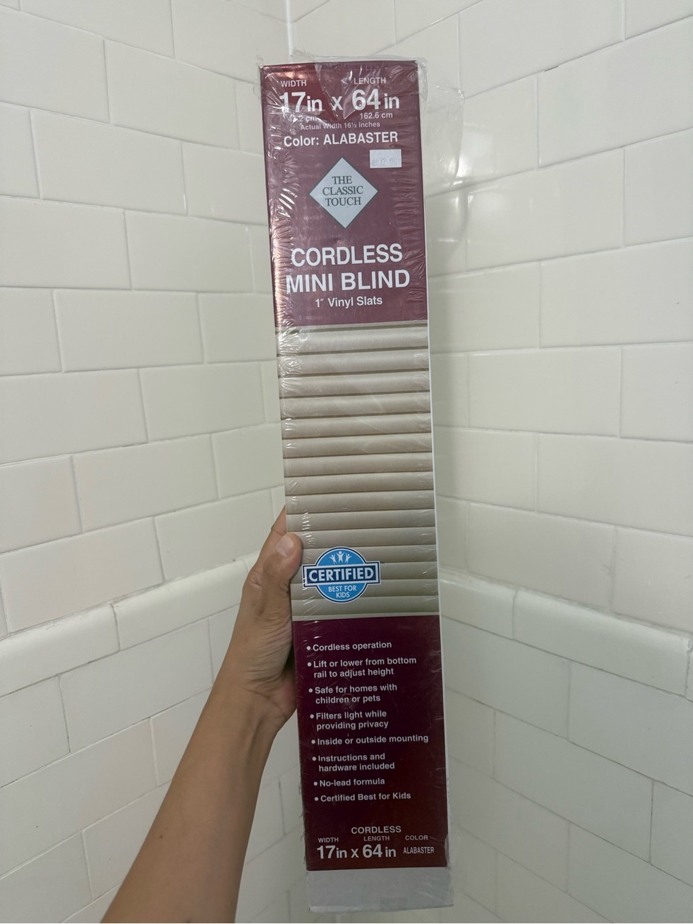 The Classic Alabaster Cordless Mini Blind - 1" Vinyl Slats